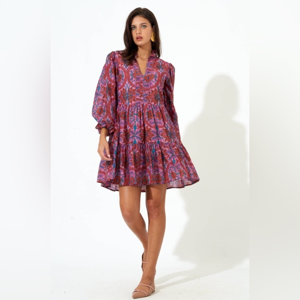 Oliphant Long Sleeve Yoke Dress, Monaco Rose, NWT